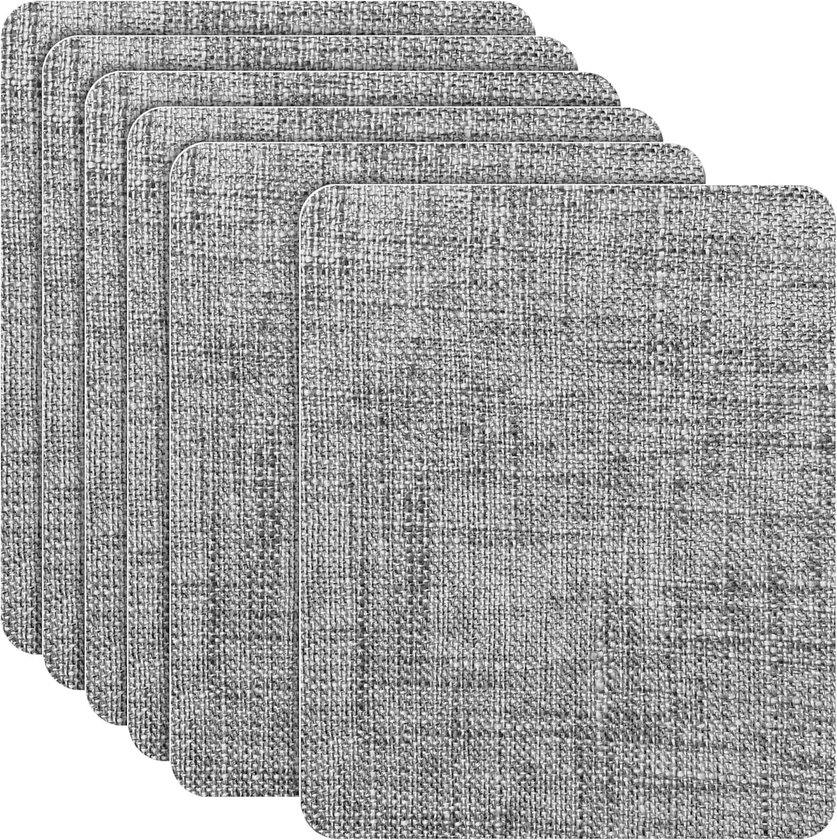 Azobur Coarse Linen Repair Patches, 6 Piece Self-Adhesive Linen Fabric Patches, Multi Color, Can be Used for Linen Sofa Repair and Linen Clothes Repair, Quick Fix Sofa.(Dark Gray)