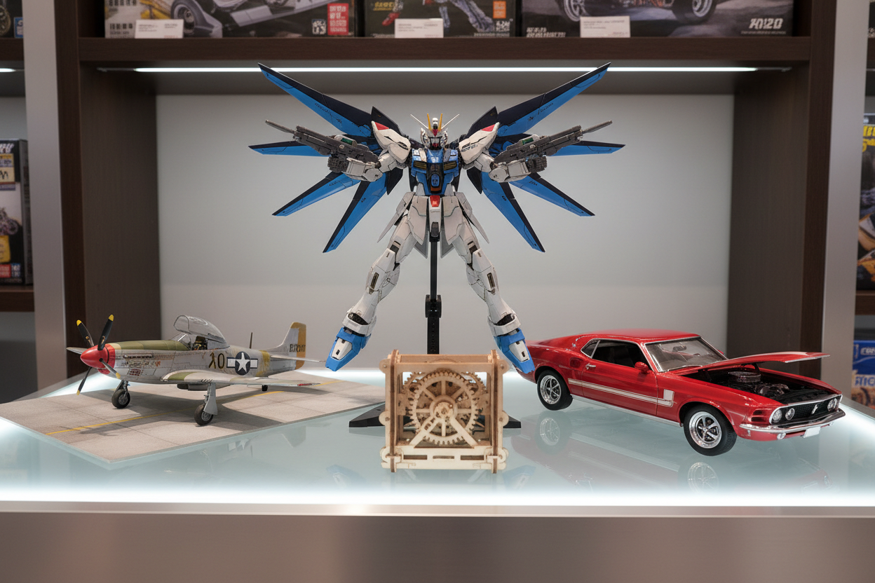Model Building & Collectibles (모형·프라모델 강세 카테고리)

✔ Gundam Model Kits (HG / RG / MG 시리즈)
✔ Scale Model Aircraft (1:48, 1:72)
✔ Car & Muscle Car Model Kits
✔ Wood Mechanical Models (Ugears 스타일)